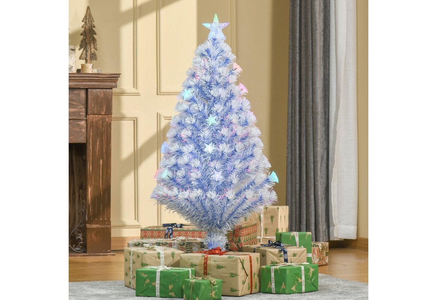 HOMCOM Künstlicher Weihnachtsbaum Christbaum mit 3 LED-Leuchten, Tannenbaum, Künstlicher Weihnachtsbaum Tannenbaum mit LED-Leuchten Weiß+Blau HOMCOM Künstlicher Weihnachtsbaum Christbaum mit 3 LED-Leuchten, Tannenbaum, Künstlicher Weihnachtsbaum Tannenbaum mit LED-Leuchten Weiß+Blau von HOMCOM