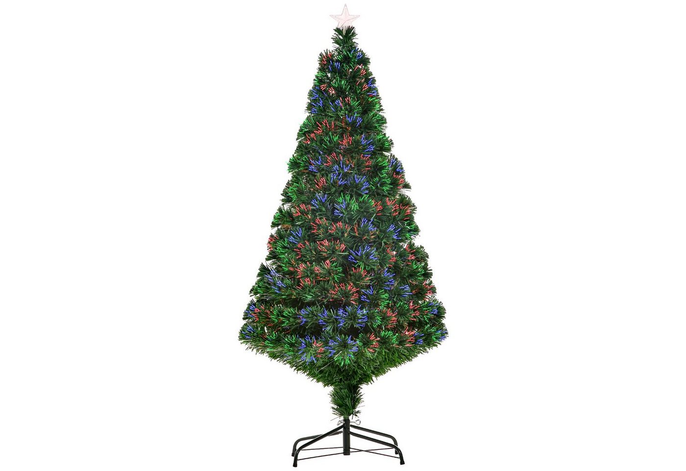 HOMCOM Künstlicher Weihnachtsbaum Weihnachtsbaum, Christbaum, Tannenbaum LED Lichtfaser Baum, Grün, 150 cm von HOMCOM