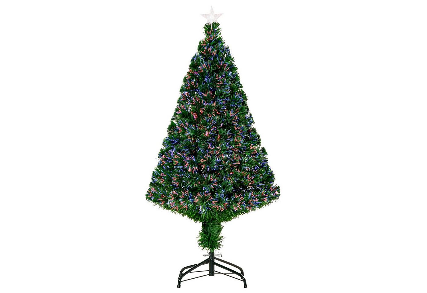 HOMCOM Künstlicher Weihnachtsbaum Weihnachtsbaum, Tannenbaum, Lichtfaser LED Christaum, Grün, 120 cm von HOMCOM