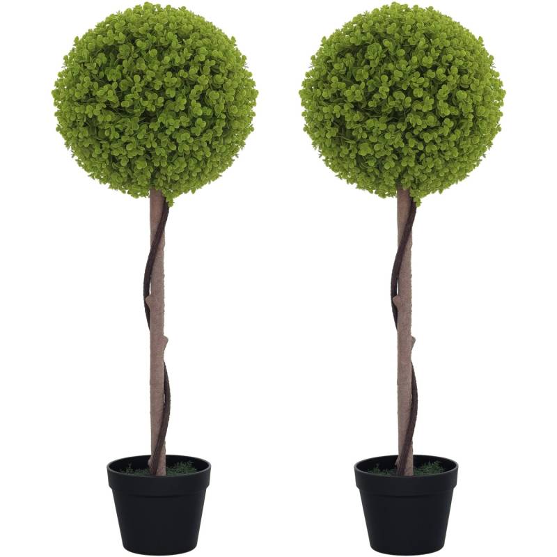 HOMCOM Kunstpflanze 2er-Set Kunststoff Zement  Ø28 x 90 cm von HOMCOM