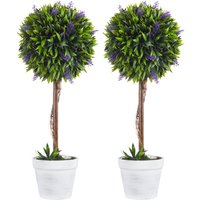 HOMCOM Kunstpflanze Lavendel 2er-Set Künstliche Pflanzen, 60 cm Zimmerpflanze im Topf, Kunstbaum mit Kunstmoos für Indoor, Outdoor   Aosom von HOMCOM