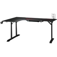 HOMCOM L-förmiger Gaming Schreibtisch mit Kopfhörerhaken, Getränkehalter, MDF Metall, Schwarz+Rot, 168x109x78cm  Aosom von HOMCOM