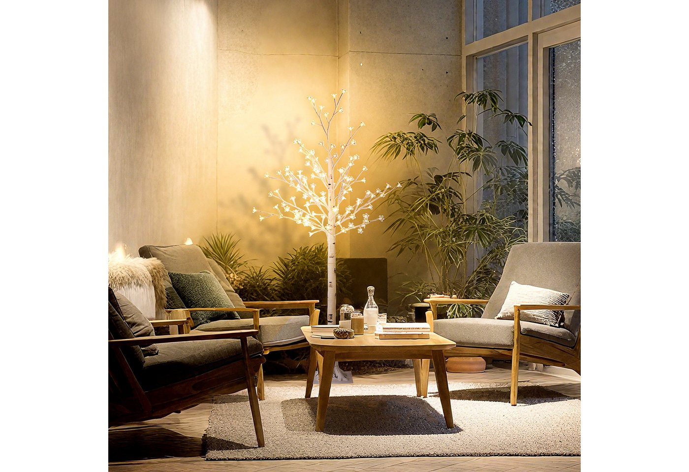 HOMCOM LED Baum Kunstbaum mit 120 LEDs, Beleuchtung, LED, Warmweiß, 3-stufig dimmbare LEDs, Weiß von HOMCOM