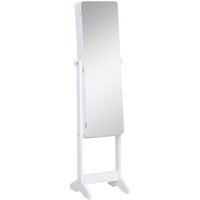 HOMCOM LED Schmuckschrank mit Innenspiegel Spiegelschrank klappbare Ablage Standspiegel verstellbar Weiß 146 cm hoch   Aosom von HOMCOM