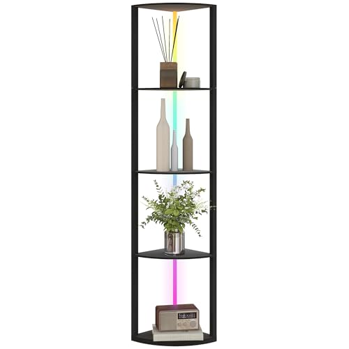 HOMCOM LED Stehlampe 5-stufige dimmbar Stehleuchte mit Regal, RGB Farbwechsel, Fernbedienung Standleuchte für Wohnzimmer Schlafzimmer HOMCOM LED Stehlampe 5-stufige dimmbar Stehleuchte mit Regal, RGB Farbwechsel, Fernbedienung Standleuchte für Wohnzimmer Schlafzimmer von HOMCOM