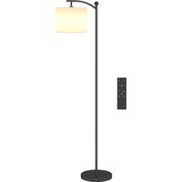 HOMCOM LED Stehlampe Stufenlos Dimmbar Stehleuchte mit Lampenschirm aus Stoff, Fußschalter, Standleuchte mit 11 einstellbaren Helligkeitsstufen, Timer für Wohnzimmer Schwarz   Aosom von HOMCOM