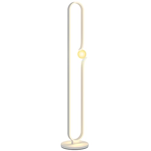 HOMCOM LED Stehleuchte, Dimmbar Stehlampe, Standleuchte mit Nachtlicht, Fußschalter Wohnzimmerlampe mit Glasschirm für Schlafzimmer, Weiß HOMCOM LED Stehleuchte, Dimmbar Stehlampe, Standleuchte mit Nachtlicht, Fußschalter Wohnzimmerlampe mit Glasschirm für Schlafzimmer, Weiß von HOMCOM