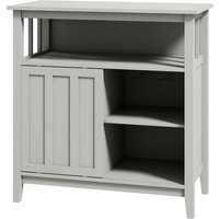HOMCOM Landhaus Buffetschrank mit verstellbarem Regal für Flaschen, Schiebetür, 2 Reihen Glashalter und offenes Fach 80B x 40T x 82H cm grau   Aosom von HOMCOM