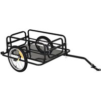 HOMCOM Lastenanhänger für Fahrrad Transportanhänger Fahrradanhänger Handwagen Kupplung faltbar Stahl Schwarz 139 x 71,5 x 49 cm von HOMCOM