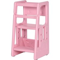HOMCOM Lernturm Kinder, bis 65 kg, mit Handgriffen, Lernturm höhenverstellbar, Montessori Turm, Lernstuhl Küche, Rosa   Aosom.de von HOMCOM