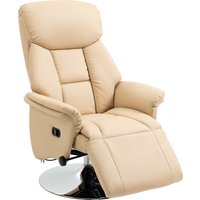 HOMCOM Liegesessel Relaxsessel Wohnzimmersessel neigbar drehbar verstellbarer Fußhocker Armlehnen Stahlrahmen PU-Synthetikbezug bis 150 kg Creme   Aosom von HOMCOM