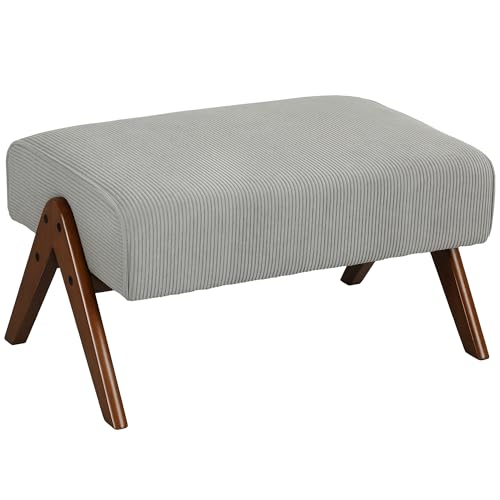 HOMCOM Living Room Footstool Low Hocker gepolstert in Cord Rechteckige Ottomane mit gepolstertem Sitz und Holzbeine für Wohnzimmer Schlafzimmer Hellgrau HOMCOM Living Room Footstool Low Hocker gepolstert in Cord Rechteckige Ottomane mit gepolstertem Sitz und Holzbeine für Wohnzimmer Schlafzimmer Hellgrau von HOMCOM