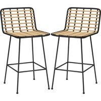 HOMCOM Lot de 2 Tabourets Barhocker Design Bohème Höhe 66 cm mit schwarzer Stahl-Fußstütze und PE-Rattansitz   Aosom von HOMCOM