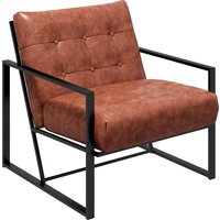 HOMCOM Lounge-Sessel Chesterfield Relaxsessel mit gepolsterter Sitz- und Rückenlehne, schwarzes Metallgestell, rostrotes Kunstleder   Aosom von HOMCOM