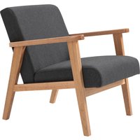 HOMCOM Lounge-Sessel Entspannungssessel Einzelsessel für Schlafzimmer Rahmen aus Hevea-Holz Bezug aus dunklem Leinenstoff   Aosom von HOMCOM