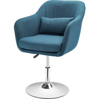HOMCOM Sessel Loungesessel mit Armlehne, Lendenkissen, Gepolstert Relaxsessel mit Metallrahmen, Leinenoptik, Höhenverstellbar Drehstuhl für Schlafzimmer, Wohnzimmer, Hellblau   Aosom von HOMCOM