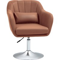 HOMCOM Lounge-Sessel Relaxstuhl Schlafzimmerstuhl hoher Komfort - Lordosenkissen Höhenverstellbar 360° drehbar Chrommetallfuß - Braun   Aosom von HOMCOM