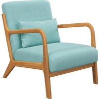 HOMCOM Lounge-Sessel mit Massivholzrahmen Lounge-Sessel - tiefe Sitzfläche - Armlehnen - Blauer Samtstoff   Aosom von HOMCOM