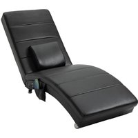 HOMCOM Relaxliege Leder mit Massagefunktion, 58 x 163 x 87 cm, bis 120 kg, 8 Massagepunkte, mit Fernbedienung hoher Rückenlehn Kissen, Schwarz   Aosom von HOMCOM