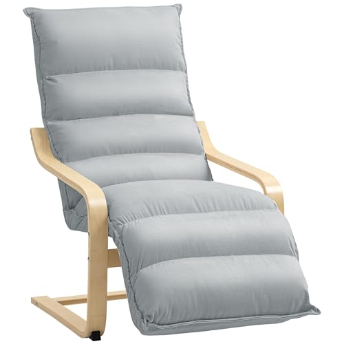 HOMCOM Relaxsessel, Loungesessel gepolstert Sessel mit verstellbarem Fußteil, Samtoptik für Wohnzimmer Schwingstuhl mit Armlehne, Lesesessel Hellgrau HOMCOM Relaxsessel, Loungesessel gepolstert Sessel mit verstellbarem Fußteil, Samtoptik für Wohnzimmer Schwingstuhl mit Armlehne, Lesesessel Hellgrau von HOMCOM