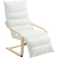 HOMCOM Loungesessel Sessel mit verstellbarem Fußteil, Sherpa-Fleece für Wohnzimmer Schwingstuhl mit Armlehne, Relaxsessel, Lesesessel Weiß   Aosom von HOMCOM