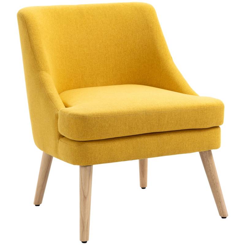 HOMCOM Loungesessel mit Leinenoptik Armlehne und Holzbeine von HOMCOM