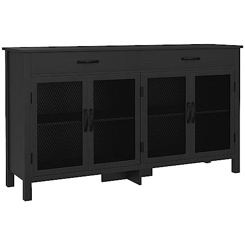 HOMCOM Lowboard Aufbewahrungsmöbel 4 Türen mit verstellbaren Regalen und 2 Schubladen für Wohnzimmer Küche Esszimmer - industriellen Stil - 150 x 40 x 85 cm schwarz HOMCOM Lowboard Aufbewahrungsmöbel 4 Türen mit verstellbaren Regalen und 2 Schubladen für Wohnzimmer Küche Esszimmer - industriellen Stil - 150 x 40 x 85 cm schwarz von HOMCOM