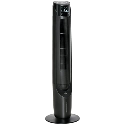 HOMCOM Luftkühler Turmventilator mit Wasserkühlung Luftbefeuchtung 60W leise Standventilator mit 12h Timer, 4 Modi, Fernbedienung, LED-Anzeige für Wohnzimmer Schwarz Ø31,5 x 107 cm HOMCOM Luftkühler Turmventilator mit Wasserkühlung Luftbefeuchtung 60W leise Standventilator mit 12h Timer, 4 Modi, Fernbedienung, LED-Anzeige für Wohnzimmer Schwarz Ø31,5 x 107 cm von HOMCOM