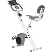 HOMCOM Magnetisches faltbares Heimfahrrad Fitnessfahrrad Innenfahrrad mit großem Komfort verstellbarer Sattel Rückenlehne gepolsterte Griffe LCD-Display Tablettenhalter Stahl Weiß Grau   Aosom von HOMCOM