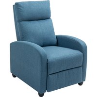 HOMCOM Manuell verstellbarer Relaxsessel mit Fußstütze, gepolsterter Sessel aus Leinenoptik-Stoff für Schlafzimmer, Wohnzimmer und Wohnbereich, Blau   Aosom von HOMCOM