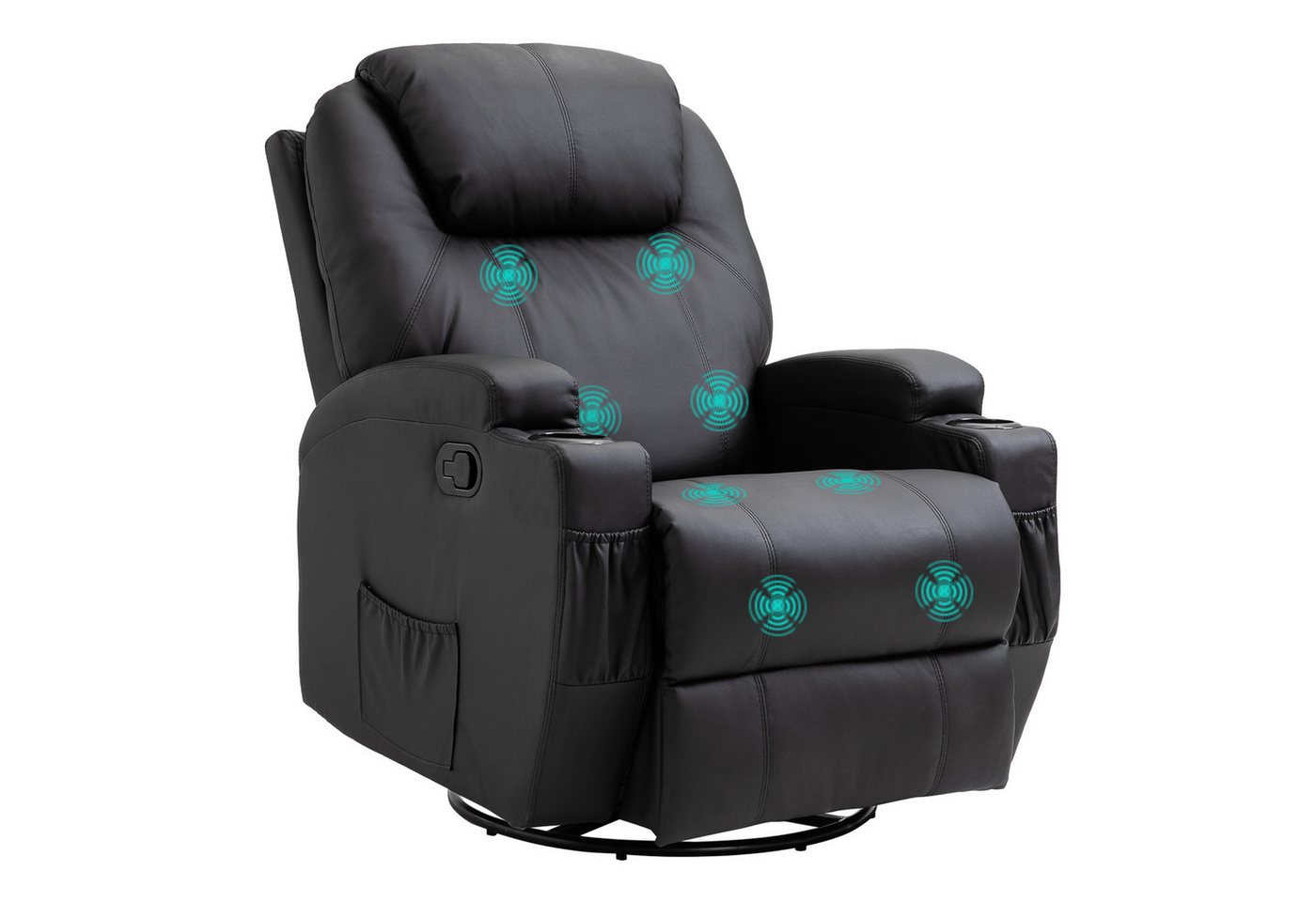 HOMCOM Massagesessel (Set, 1-St., Relaxsessel), Fernsehsessel mit Liegenfunktion Schwarz von HOMCOM