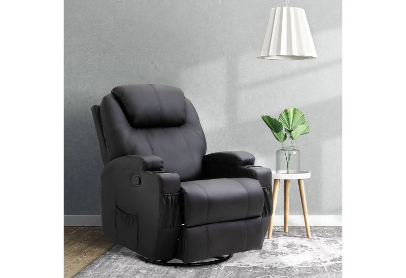 HOMCOM Massagesessel (Set, 1-St., Relaxsessel), Fernsehsessel mit Liegenfunktion Schwarz von HOMCOM