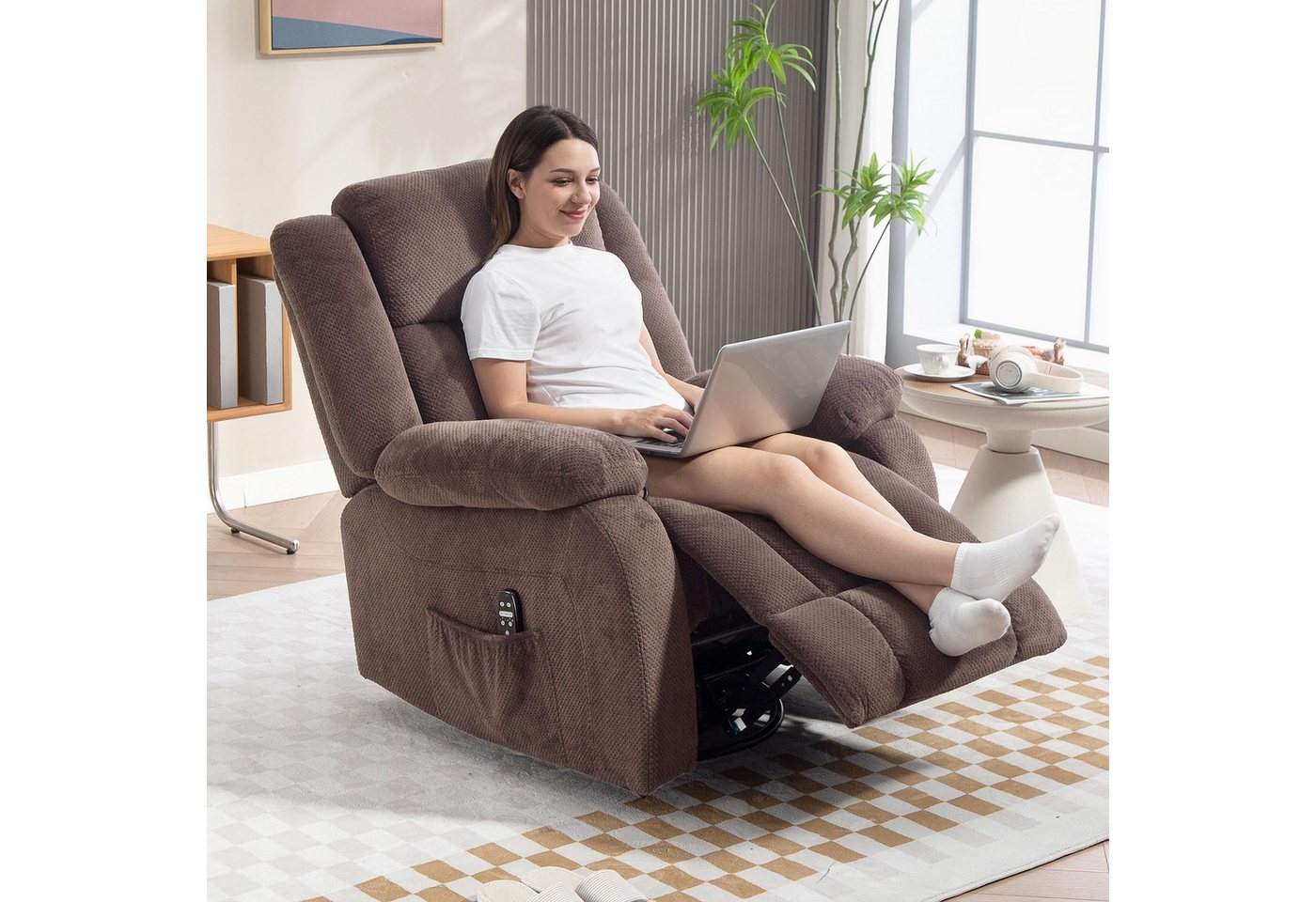 HOMCOM Massagesessel 8 Vibrationspunkte, 5 Modi (Relaxsessel, 1-St., Fernsehsessel), Massage- und Wärmefunktion, Braun von HOMCOM