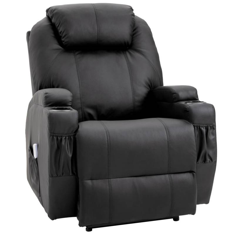 HOMCOM Massagesessel Elektrisch Liegefunktion Kunstleder Schwarz 82 x 97 x 110cm von HOMCOM