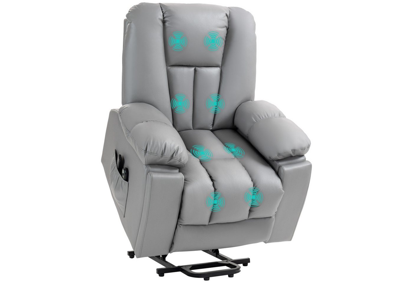 HOMCOM Massagesessel Elektrischer Aufstehsessel mit Seitentaschen (Fernsehsessel mit Fernbedienung, 1-St., Relaxsessel mit Liegefunktion), für Arbeitszimmer, Wohnzimmer, Dunkelgrau von HOMCOM