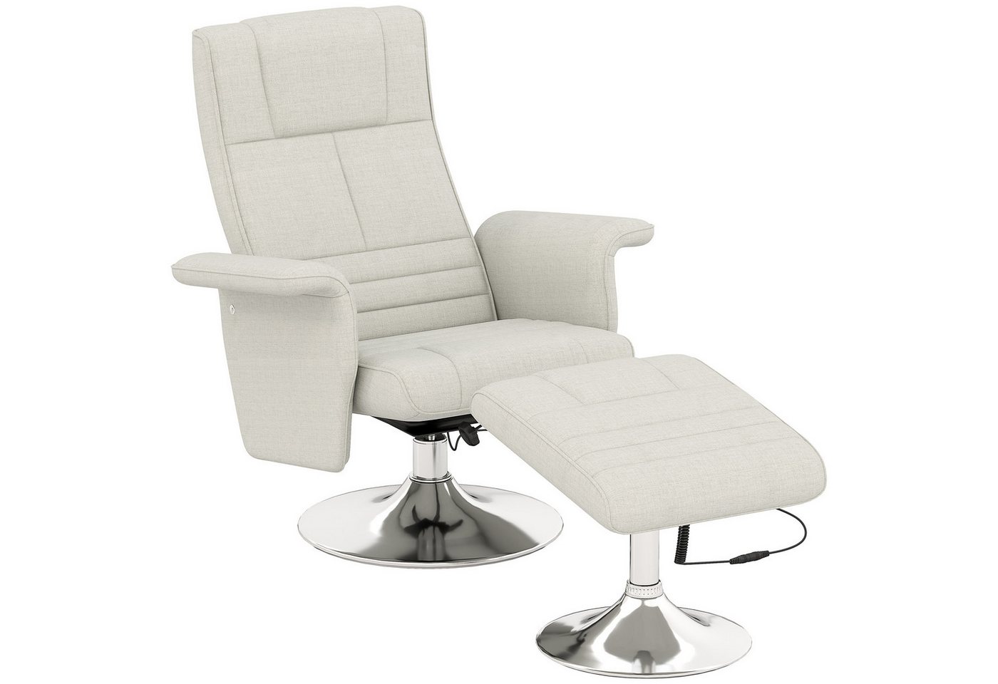 HOMCOM Massagesessel Elektrischer Liegesessel mit Fernbedienung (Fernsehsessel, 1-St., Relaxsessel), für Wohnzimmer, Schlafzimmer, Cremeweiß von HOMCOM