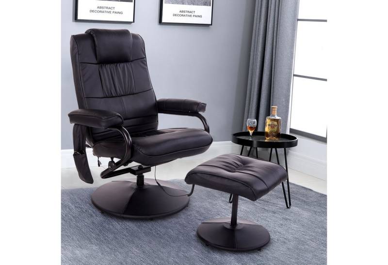 HOMCOM Massagesessel Fernsehsessel Hocker Kunstleder (Set, 2-St., Relaxliege), Kann sitzen, liegen und um 360° drehen von HOMCOM