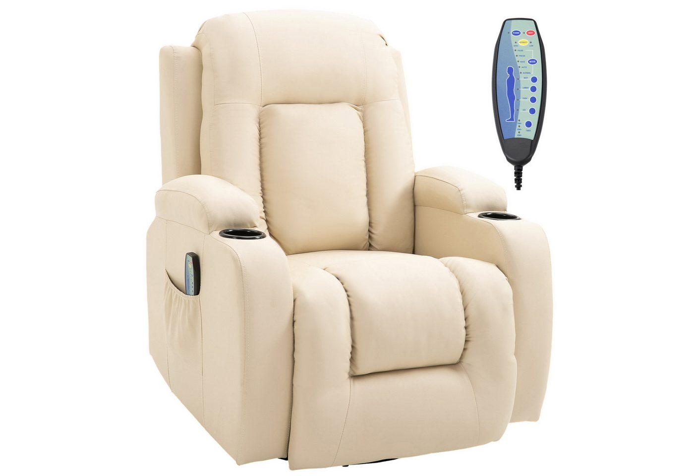 HOMCOM Massagesessel Fernsehsessel mit 8 Massagemodi, Fernbedienung (TV-Sessel, 1-St., Ruhesessel), mit Becherhalter von HOMCOM