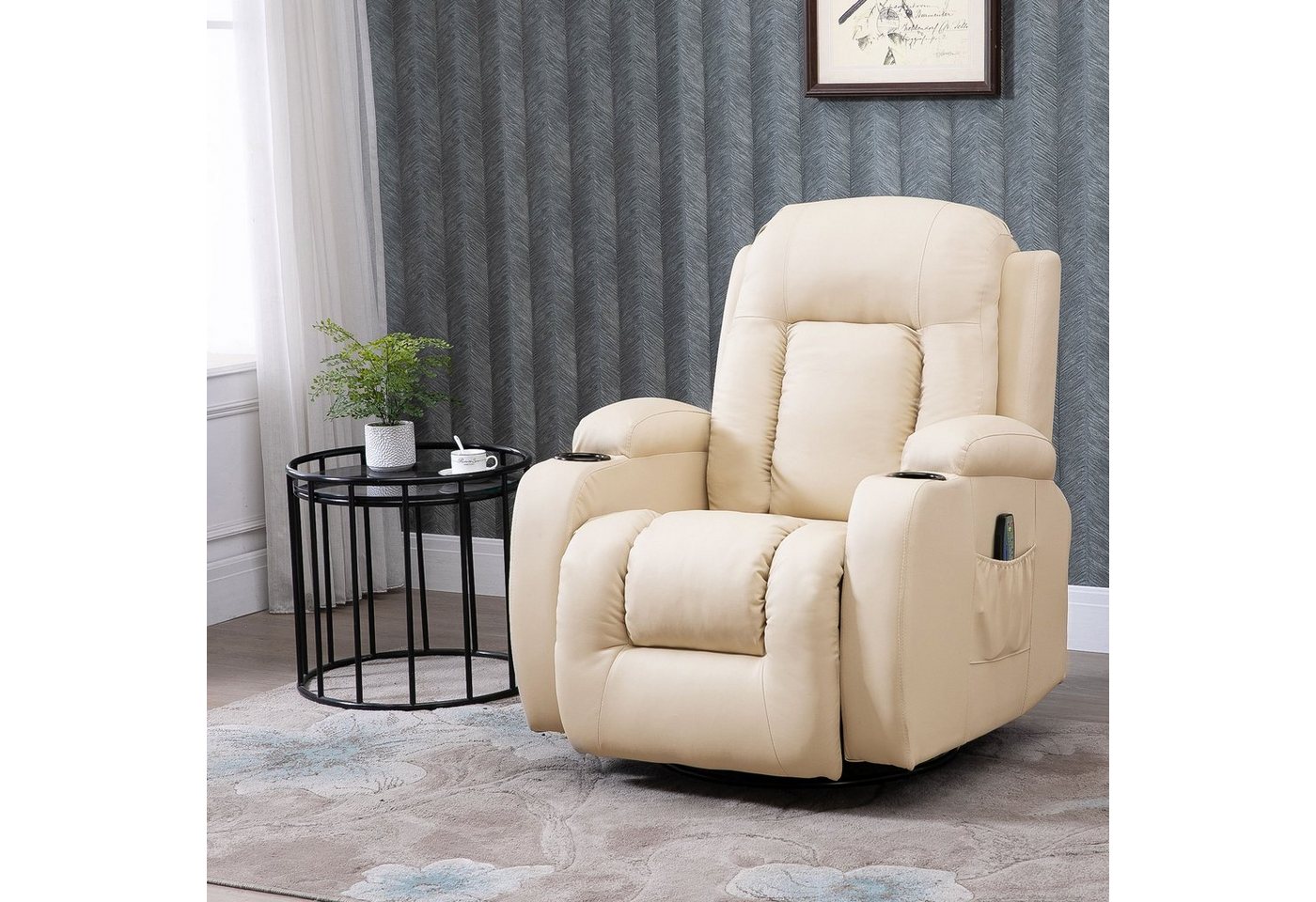 HOMCOM Massagesessel Fernsehsessel mit 8 Massagemodi, Fernbedienung (TV-Sessel, 1-St., Ruhesessel), mit Becherhalter von HOMCOM