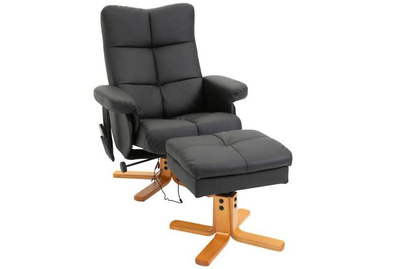 HOMCOM Massagesessel Fernsehsessel mit Fußhocker, aus Kunstleder (2-St) von HOMCOM