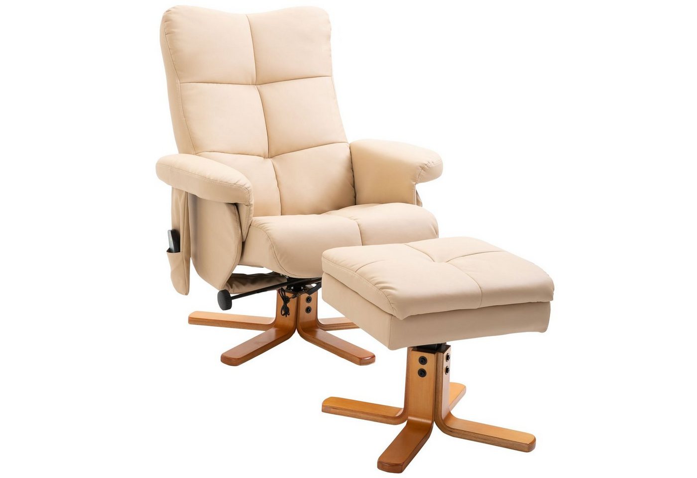 HOMCOM Massagesessel Fernsehsessel mit Fußhocker, aus Kunstleder (2-St) von HOMCOM