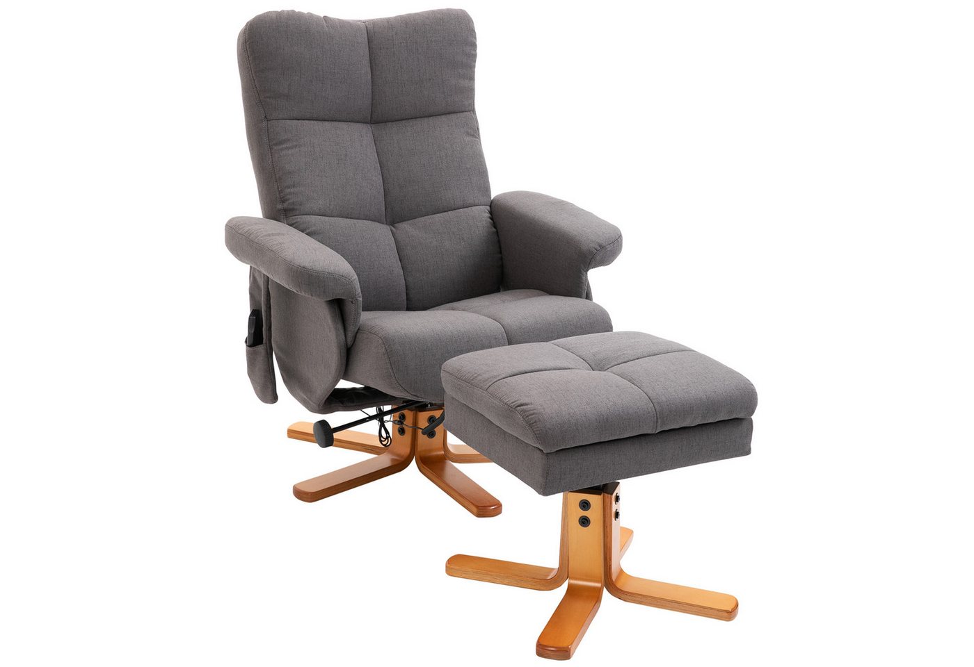 HOMCOM Massagesessel Fernsehsessel mit Fußhocker, aus Kunstleder (2-St) von HOMCOM