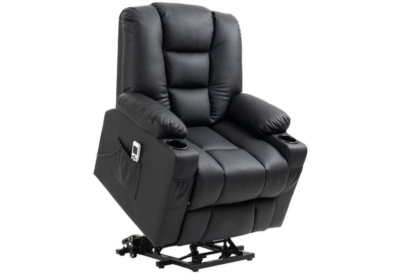 HOMCOM Massagesessel Fernsehsessel mit Liegefunktion, Rollen, Fernbedienung (Relaxsessel mit Aufstehhilfe, 1-St., TV Sessel), mit USB-Anschluss von HOMCOM