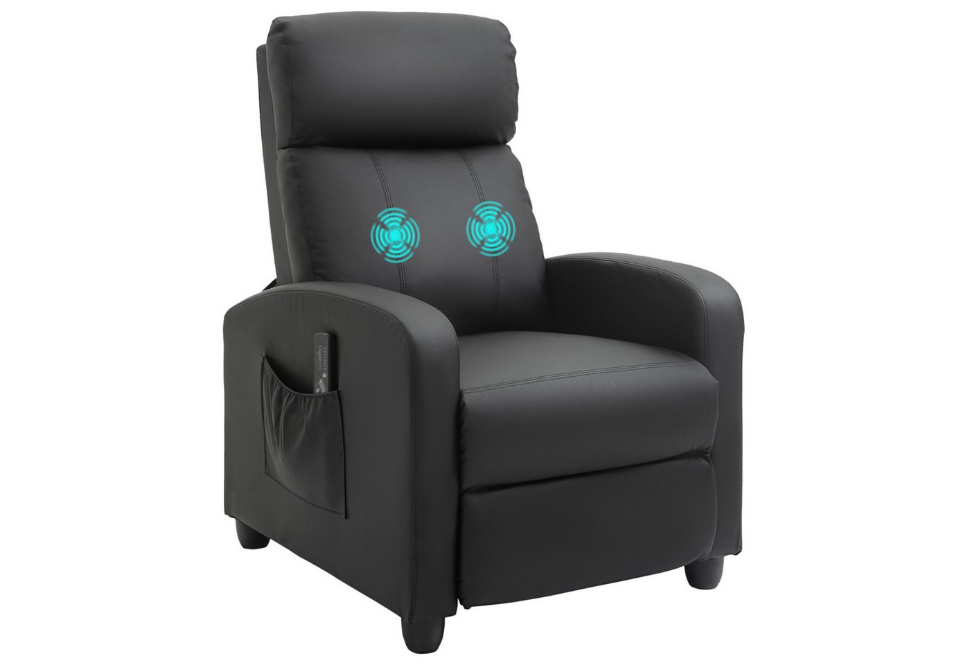 HOMCOM Massagesessel Fernsehsessel mit Massagefunktion Liegefunktion (Massagesessel, 1-St., Relaxsessel), Schwarz 68 x 88 x 98 cm von HOMCOM