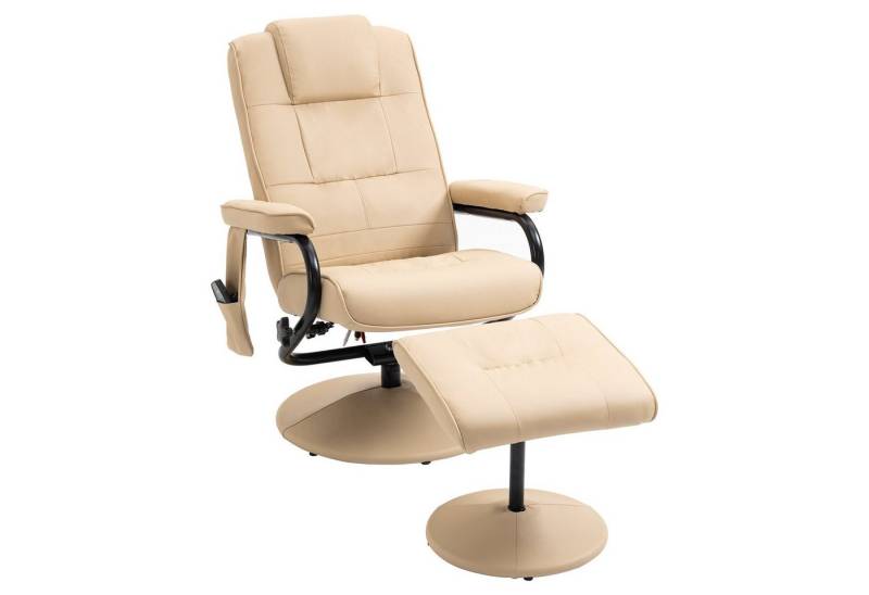 HOMCOM Massagesessel HOMCOM Fernsehsessel Hocker Kunstleder (Set, 2-St., Relaxliege), Cremeweiß von HOMCOM