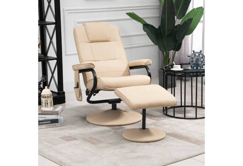 HOMCOM Massagesessel HOMCOM Fernsehsessel Hocker Kunstleder (Set, 2-St., Relaxliege), Cremeweiß von HOMCOM