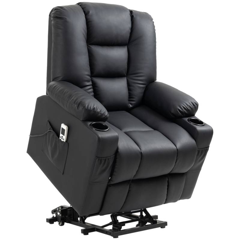 HOMCOM Massagesessel Kunstleder Stahl Schwarz 90L x 98B x 102H cm von HOMCOM