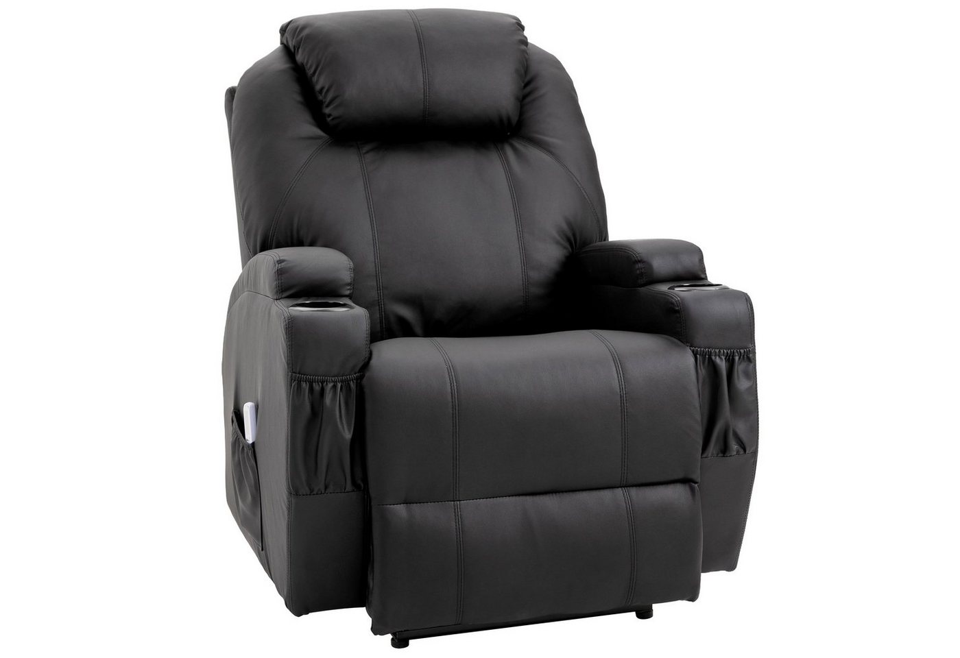 HOMCOM Massagesessel Massagefunktion, Liegefunktion, aus Kunstleder (Fernsehsessel, 1-St., Relaxsessel), für Wohnbereich, Schwarz von HOMCOM