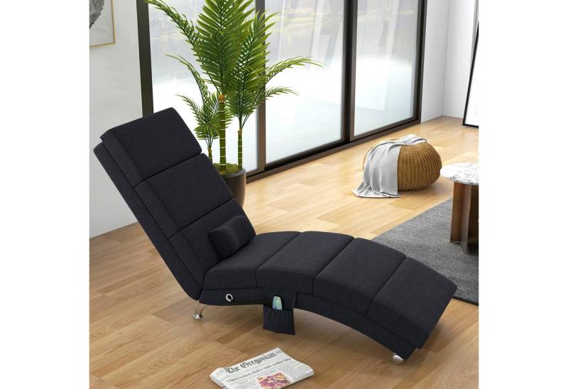 HOMCOM Massagesessel Relaxliege mit Massagefunktion (Elektrischer Loungesessel, 1-St., Sessel mit hoher Rückenlehne, Fernbedienung), Fernsehsessel mit 5 Modi, Kissen, Schwarz von HOMCOM