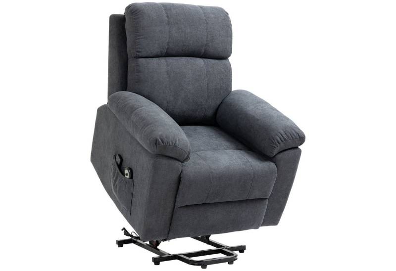 HOMCOM Massagesessel Relaxsessel, TV-Sessel, mit Liegefunktion, Fernsehsessel aus Leinen (Ruhesessel, 1-St., Aufstehsessel), mit Fernbedienung von HOMCOM